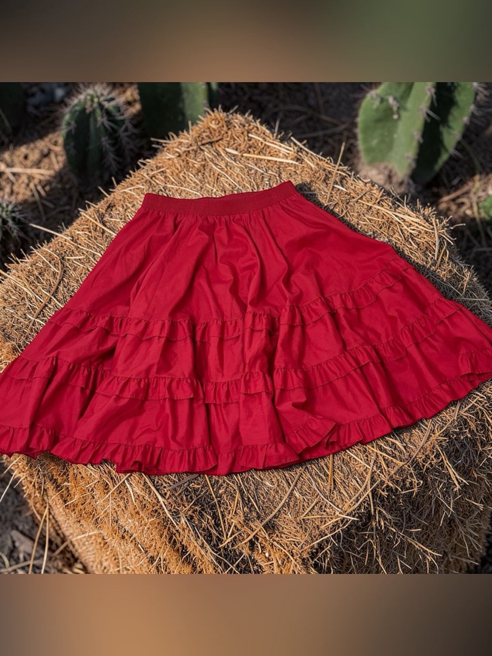 Malco Modes Partners Please vintage Red Tiered Ruffle Skirt size M